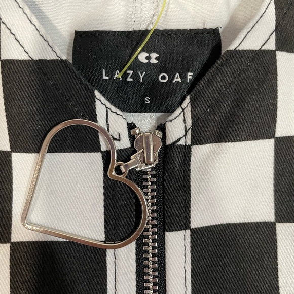 New Lazy Oaf Black & White Checkered Romper - Picture 4 of 7